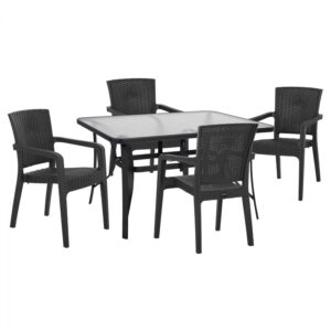 ΣΕΤ ΤΡΑΠΕΖΑΡΙΑΣ 5ΤΜΧ ΤΡΑΠΕΖΙ 140Χ80 & ΠΟΛΥΘΡΟΝΕΣ ΠΟΛΥΠ/ΝΙΟΥ ΓΚΡΙ HM10609.10