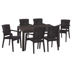 ΣΕΤ ΤΡΑΠΕΖΑΡΙΑΣ 5ΤΜΧ ΤΡΑΠΕΖΙ 150Χ90 & ΠΟΛΥΘΡΟΝΕΣ ΠΟΛΥΠ/ΝΙΟΥ RECYCLED ΚΑΦΕ HM10612.13