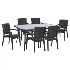 ΣΕΤ ΤΡΑΠΕΖΑΡΙΑΣ 7ΤΜΧ ΤΡΑΠΕΖΙ 150Χ90 & ΠΟΛΥΘΡΟΝΕΣ ΠΟΛΥΠ/ΝΙΟΥ ΓΚΡΙ HM10620.10