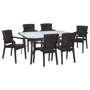 ΣΕΤ ΤΡΑΠΕΖΑΡΙΑΣ 7ΤΜΧ ΤΡΑΠΕΖΙ 160Χ90 & ΠΟΛΥΘΡΟΝΕΣ ΠΟΛΥΠ/ΝΙΟΥ RECYCLED ΚΑΦΕ HM10618.13