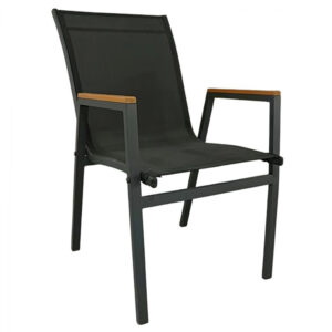 ΠΟΛΥΘΡΟΝΑ ΑΛΟΥΜΙΝΙΟΥ SHYLA HM5697.12 ΓΚΡΙ ΜΕ TEXTILENE ΜΑΥΡΟ & POLYWOOD 53x67x86 εκ.