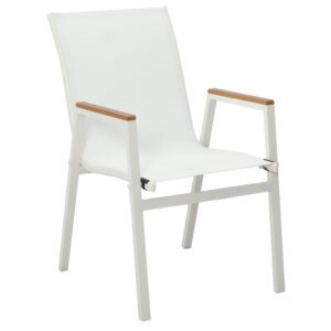 ΠΟΛΥΘΡΟΝΑ ΑΛΟΥΜΙΝΙΟΥ SHYLA HM5697.13 ΛΕΥΚΗ ΜΕ TEXTILENE & POLYWOOD 53x67x87 εκ.