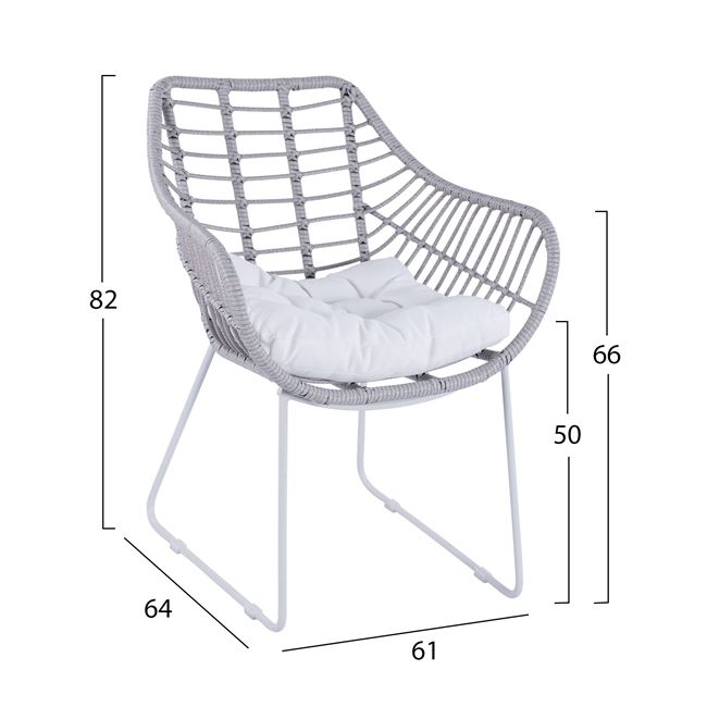 ΠΟΛΥΘΡΟΝΑ ΜΕΤΑΛΛΙΚΗ RADLEY ΑΣΠΡΟ ΜΑΤ & ΓΚΡΙ WICKER HM5300.02 - Image 2