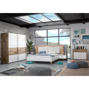 ΣΕΤ ΚΡΕΒΑΤΟΚΑΜΑΡΑΣ CALE HM8823 ΜΕ ΕΝΣΩΜΑΤΩΜΕΝΑ ΚΟΜΟΔΙΝΑ & LED ΓΙΑ ΣΤΡΩΜΑ 160Χ200 εκ.