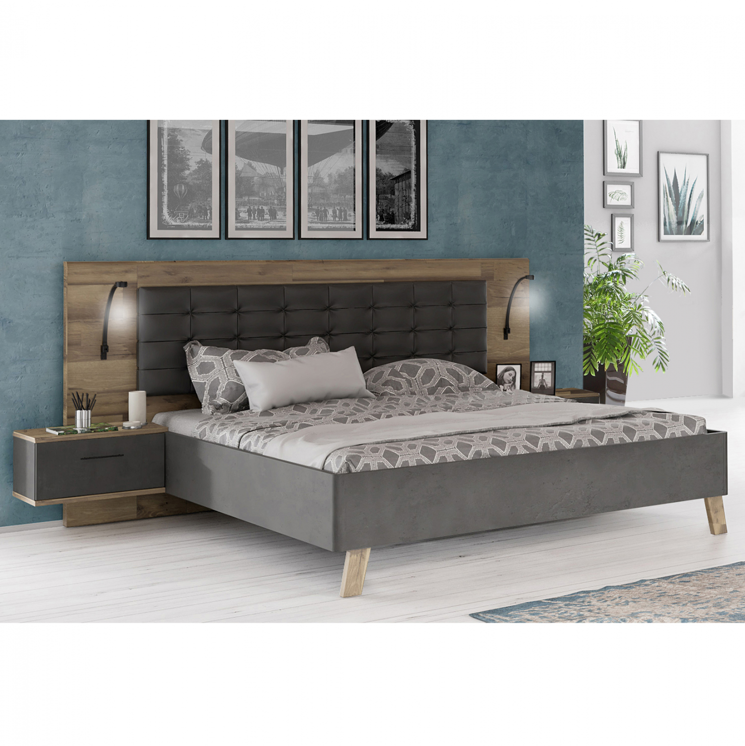 ΣΕΤ ΚΡΕΒΑΤΟΚΑΜΑΡΑΣ HAVEN HM8826 ΜΕ ΕΝΣΩΜΑΤΩΜΕΝΑ ΚΟΜΟΔΙΝΑ ΓΙΑ ΣΤΡΩΜΑ 160Χ200 εκ. - Image 2