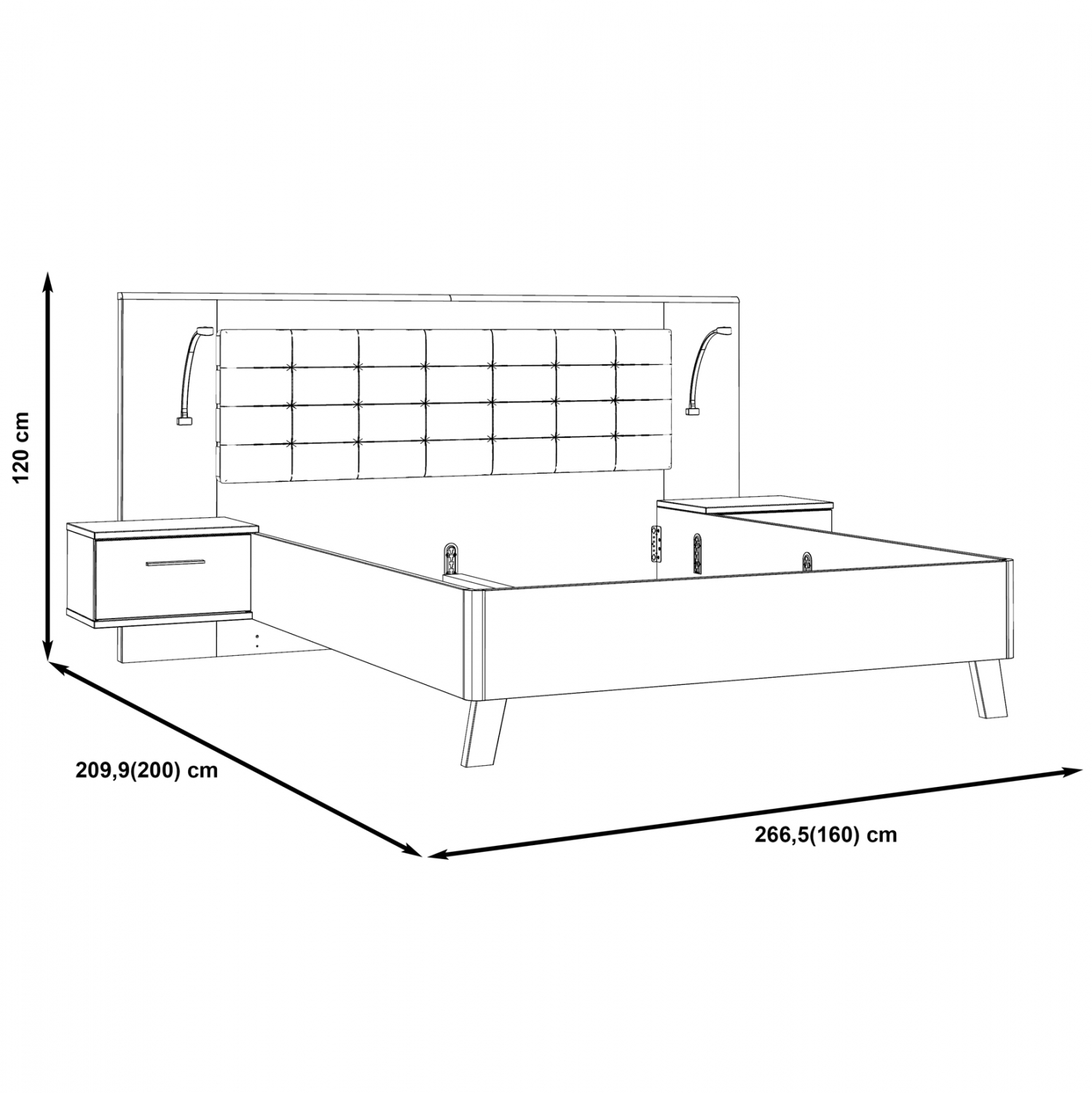 ΣΕΤ ΚΡΕΒΑΤΟΚΑΜΑΡΑΣ HAVEN HM8826 ΜΕ ΕΝΣΩΜΑΤΩΜΕΝΑ ΚΟΜΟΔΙΝΑ ΓΙΑ ΣΤΡΩΜΑ 160Χ200 εκ. - Image 4