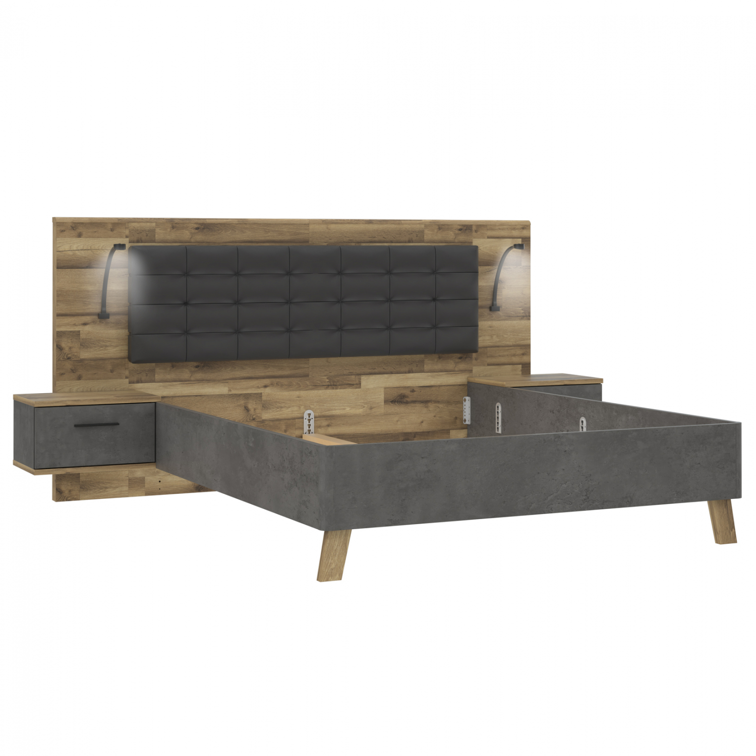 ΣΕΤ ΚΡΕΒΑΤΟΚΑΜΑΡΑΣ HAVEN HM8826 ΜΕ ΕΝΣΩΜΑΤΩΜΕΝΑ ΚΟΜΟΔΙΝΑ ΓΙΑ ΣΤΡΩΜΑ 160Χ200 εκ. - Image 5