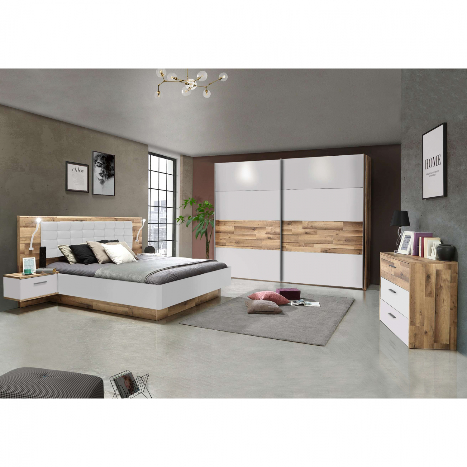 ΣΕΤ ΚΡΕΒΑΤΟΚΑΜΑΡΑΣ SEREN HM8807 ΜΕ ΕΝΣΩΜΑΤΩΜΕΝΑ ΚΟΜΟΔΙΝΑ ΓΙΑ ΣΤΡΩΜΑ 160Χ200 εκ.