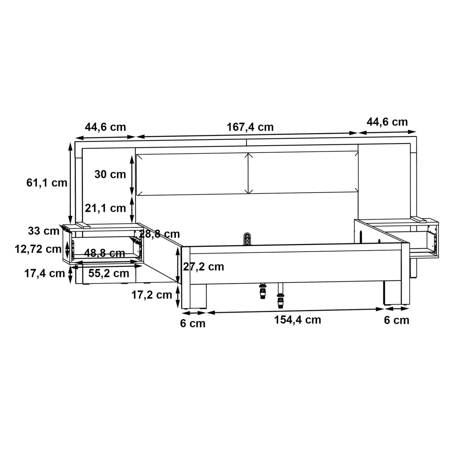 ΣΕΤ ΚΡΕΒΑΤΟΚΑΜΑΡΑΣ TAYLA HM8809 ΜΕ ΕΝΣΩΜΑΤΩΜΕΝΑ ΚΟΜΟΔΙΝΑ ΓΙΑ ΣΤΡΩΜΑ 160Χ200 εκ. - Image 3