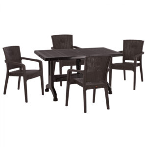 ΣΕΤ ΤΡΑΠΕΖΑΡΙΑΣ 5ΤΜΧ ΜΕ ΤΡΑΠΕΖΙ 140Χ80 & ΠΟΛΥΘΡΟΝΕΣ ΠΟΛΥΠΡΟΠΥΛΕΝΙΟΥ ΚΑΦΕ HM10576.03