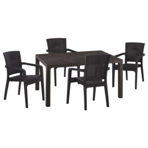 ΣΕΤ ΤΡΑΠΕΖΑΡΙΑΣ 5ΤΜΧ ΤΡΑΠ. 150Χ90 & ΠΟΛΥΘΡΟΝΕΣ ΠΟΛΥΠ/ΝΙΟΥ RECYCLED ΚΑΦΕ HM10574.13