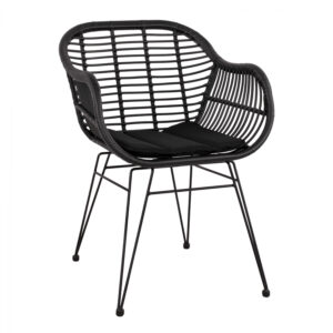 ΠΟΛΥΘΡΟΝΑ ΜΕ ΜΑΞΙΛΑΡΙ ΜΕΤΑΛΛΙΚΗ ALLEGRA HM5450.02 ΜΕ WICKER ΜΑΥΡΟ ΧΡΩΜΑ 58x59x82 εκ.