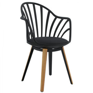 ΠΟΛΥΘΡΟΝΑ ΤΡΑΠΕΖΑΡΙΑΣ HM8049.02 ANAIS ΜΑΥΡΗ ΜΕ ΞΥΛΙΝΑ ΠΟΔΙΑ 60x61x85