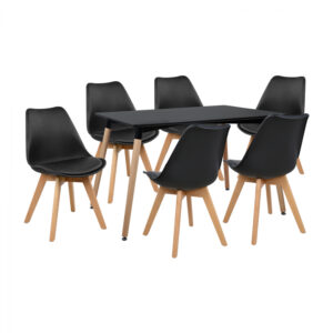 ΣΕΤ 7ΤΜΧ ΤΡΑΠΕΖΙ MINIMAL & 6 ΚΑΡΕΚΛΕΣ VEGAS ΣΕ ΜΑΥΡΟ ΧΡΩΜΑ HM11296.02