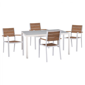 ΣΕΤ ΤΡΑΠΕΖΑΡΙΑΣ 5ΤΜΧ ΤΡΑΠ. 150Χ90 & ΠΟΛ/ΝΕΣ ΑΛΟΥΜΙΝΙΟΥ ΜΕ POLYWOOD ΛΕΥΚΕΣ HM11706.01