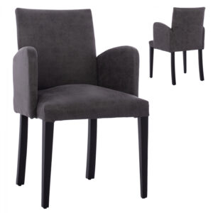 ΠΟΛΥΘΡΟΝΑ LIZETTE HM9272.11 ΑΠΟ ΓΚΡΙ NUBUK ΥΦΑΣΜΑ ΜΕ ΞΥΛΙΝΑ ΜΑΥΡΑ ΠΟΔΙΑ 55x58x85Υ εκ.