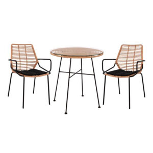 ΣΕΤ 3ΤΜΧ ALLEGRA WICKER ΜΕ ΤΡΑΠΕΖΙ Φ70Χ74Υ ΜΠΕΖ & ΜΑΥΡΟ ΧΡΩΜΑ HM10475