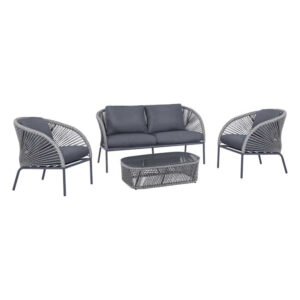 ΣΕΤ ΣΑΛΟΝΙ 4ΤΜΧ ΑΛΟΥΜΙΝΙΟΥ ΓΚΡΙ RATTAN HM5721 ΜΕ ΜΑΞΙΛΑΡΙΑ