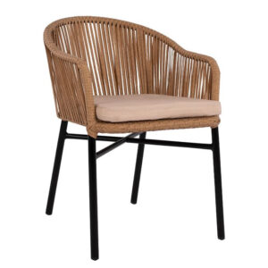 ΠΟΛΥΘΡΟΝΑ ΑΛΟΥΜΙΝΟΥ TACEY HM5164.01 ΜΑΥΡΗ ΜΕ ΜΠΕΖ WICKER 57x55x78 cm