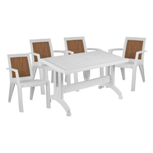 ΣΕΤ 5ΤΜΧ ΤΡΑΠΕΖΙ & ΚΑΡΕΚΛΕΣ ΠΟΛΥΠΡΟΠΥΛΕΝΙΟΥ ΣΕ ΧΡΩΜΑ ΛΕΥΚΟ HM10581.01