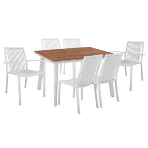 ΣΕΤ 7ΤΜΧ ΤΡΑΠΕΖΙ & ΚΑΡΕΚΛΕΣ ΑΛΟΥΜΙΝΙΟΥ ΣΕ ΛΕΥΚΟ ΧΡΩΜΑ HM10460