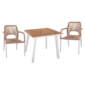 ΣΕΤ ΤΡΑΠΕΖΑΡΙΑΣ 3ΤΜΧ ΤΡΑΠΕΖΙ ΛΕΥΚΟ 80x80 ΚΑΙ ΠΟΛΥΘΡΟΝΑ ΜΕ ΣΧΟΙΝΙ HM11537.01