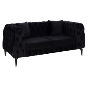 ΚΑΝΑΠΕΣ 2ΘΕΣΙΟΣ KERRY Τ.CHESTERFIELD ΜΑΥΡΟ ΒΕΛΟΥΔΟ HM3182.04 178x90x80 εκ.