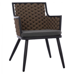 ΠΟΛΥΘΡΟΝΑ RUA ΜΕΤΑΛΛΙΚΗ ΓΚΡΙ ΜΕ ΜΠΕΖ WICKER ΣΧΟΙΝΙ HM5713 56x66x80 εκ.