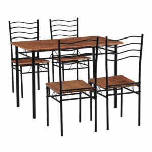 IVAR Set Τραπεζαρία Σαλονιού Κουζίνας: Τραπέζι + 4 Καρέκλες Μέταλλο Βαφή Μαύρο
