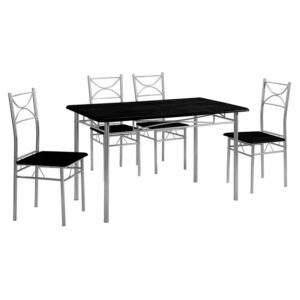 LORETO Set Τραπεζαρία Σαλονιού Κουζίνας: Τραπέζι + 4 Καρέκλες Μέταλλο Βαφή Silver