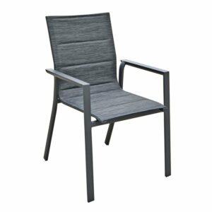 NAPOLI Πολυθρόνα Dining Αλουμίνιο Βαφή Μαύρο Textilene Ανθρακί