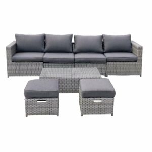 BALI Set Μέταλλο - Wicker: Τραπέζι+ 2θ Καναπέ+ 2 Σκαμπό+ 2 καθίσματα, Απόχρωση Γκρι - Image 3