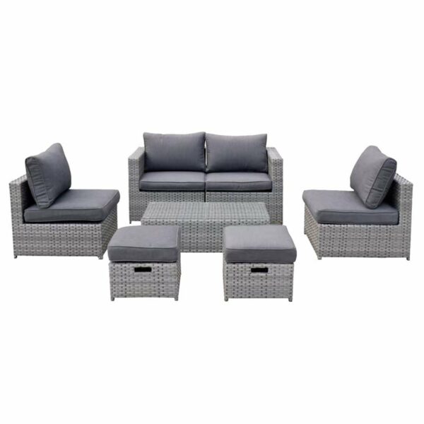 BALI Set Μέταλλο - Wicker: Τραπέζι+ 2θ Καναπέ+ 2 Σκαμπό+ 2 καθίσματα