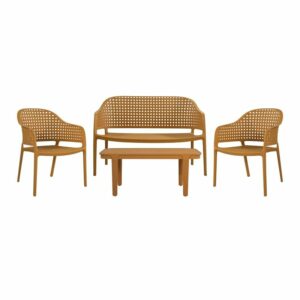 MALAGA Set Σαλόνι Κήπου PP-UV Κροκί: Καναπές + 2 Πολυθρόνες + Τραπεζάκι