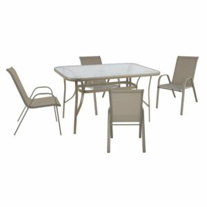 RIO Set Τραπεζαρία Κήπου Μέταλλο Βαφή Μπεζ