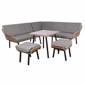 SALSA CORNER Σαλόνι-Καθιστικό: Τραπέζι + Καναπές Γωνία + 2 Σκαμπό