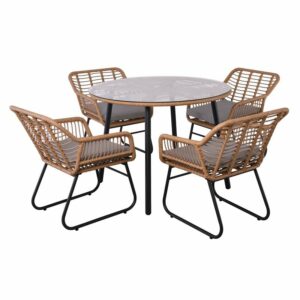 SALSA Τραπεζαρία: Μέταλλο Βαφή Μαύρο-Wicker Φυσικό