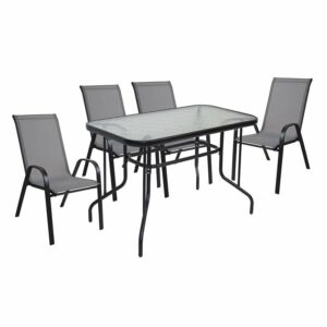 RIO Set Τραπεζαρία Κήπου Μέταλλο Βαφή Μαύρο